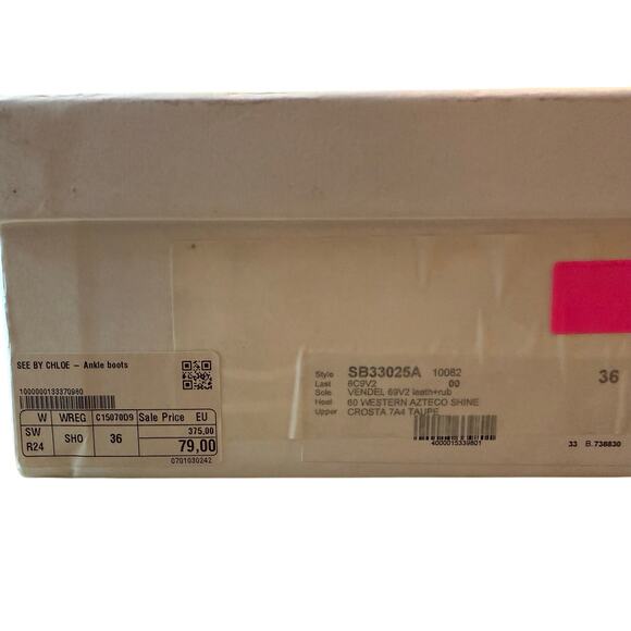 See by Chloé Ankle Boots Taupe Suede Western Luxury Block Heel Size 36 6 NIB - Picture 8 of 9